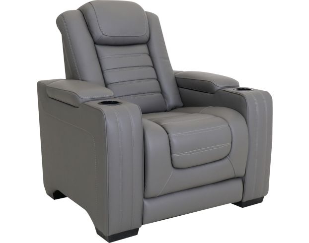 Ashley Backtrack Gray Leather Power Head Lumbar Recliner