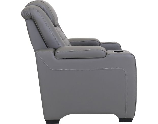 Ashley Backtrack Gray Leather Power Head Lumbar Recliner large image number 6