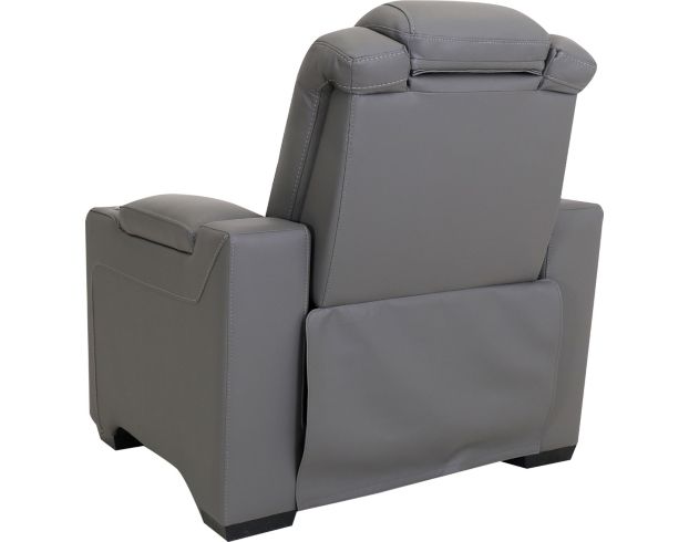 Ashley Backtrack Gray Leather Power Head Lumbar Recliner large image number 7