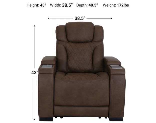 Ashley Strikefirst Nutmeg Leather Power Headrest Recliner large image number 8