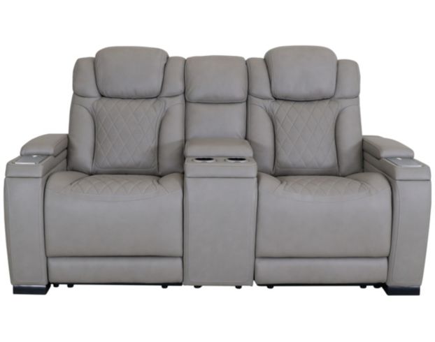 Ashley Strikefirst Cloud Leather Power Console Loveseat large image number 1