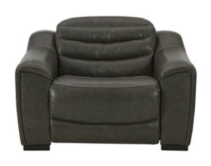 Ashley Center Line Gray Leather Power Recliner