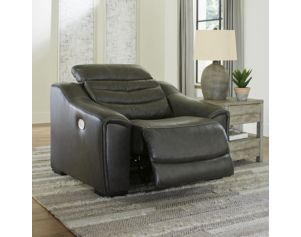 Ashley Center Line Gray Leather Power Recliner