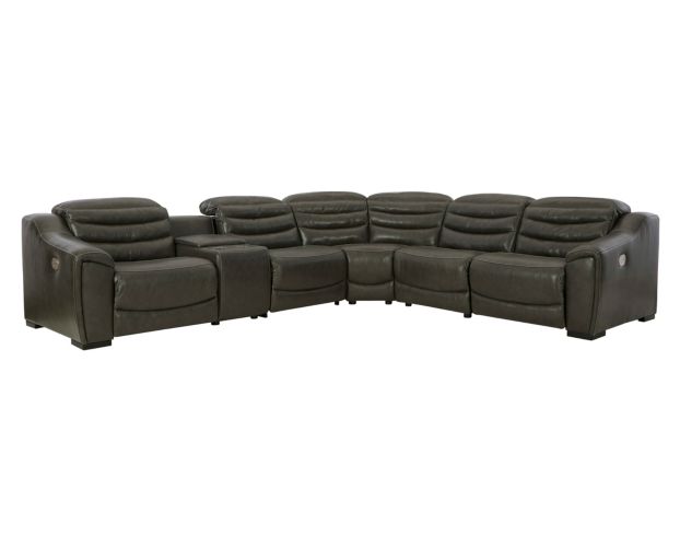 Ashley Center Line 6-Piece Gray Leather Power Sectional large image number 1