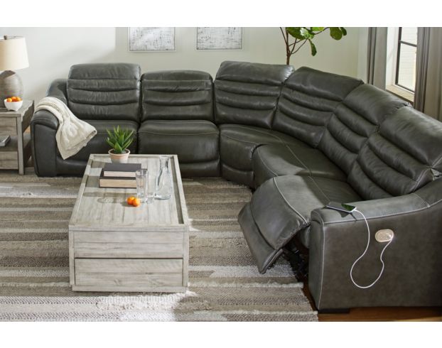 Gray leather deals reclining sectional