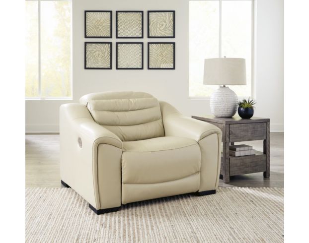Ashley Center Line Cream Leather Power Recliner large image number 2