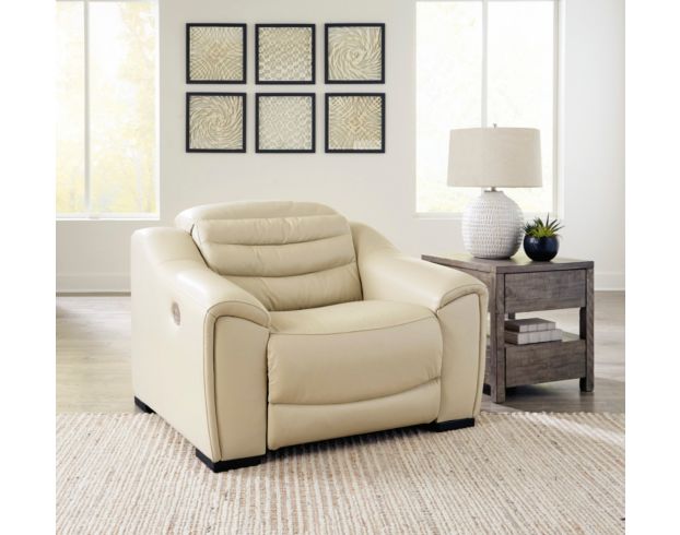 Cream leather power outlet recliner