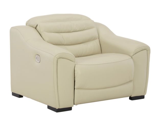 Ashley Center Line Cream Leather Power Recliner large image number 3