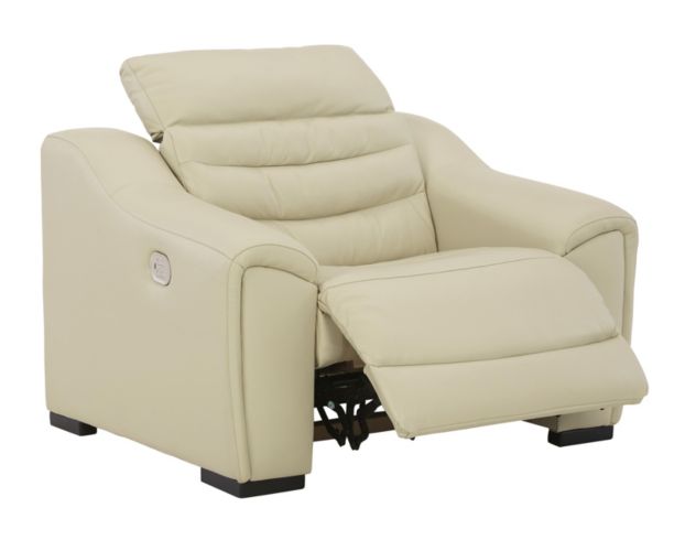 Ashley Center Line Cream Leather Power Recliner large image number 4