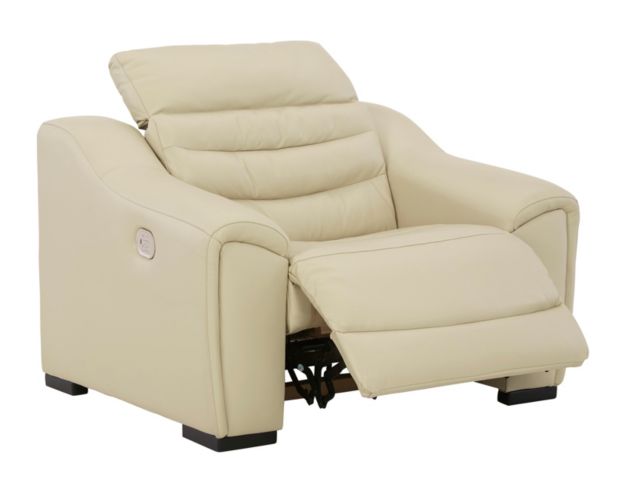 Ashley Center Line Cream Leather Power Recliner large image number 4