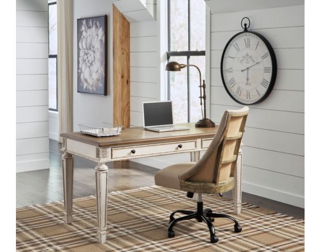 Realyn White Home Office Desk Return Set