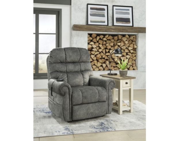 Ashley Mopton Gray Power Lift Recliner large image number 2
