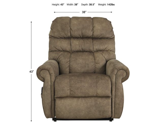 Ashley Mopton Brown Power Lift Recliner large image number 7