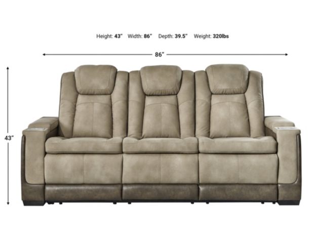 Ashley Next-Gen Sand Power Sofa with Drop Down Table large image number 8