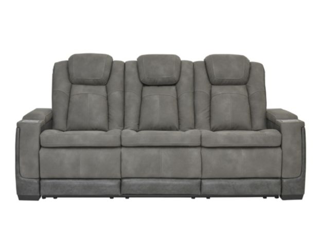 Ashley Next-Gen Gray Power Sofa with Drop Down Table large image number 1