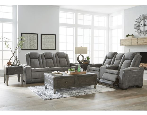 Ashley Next-Gen Gray Power Sofa with Drop Down Table large image number 2