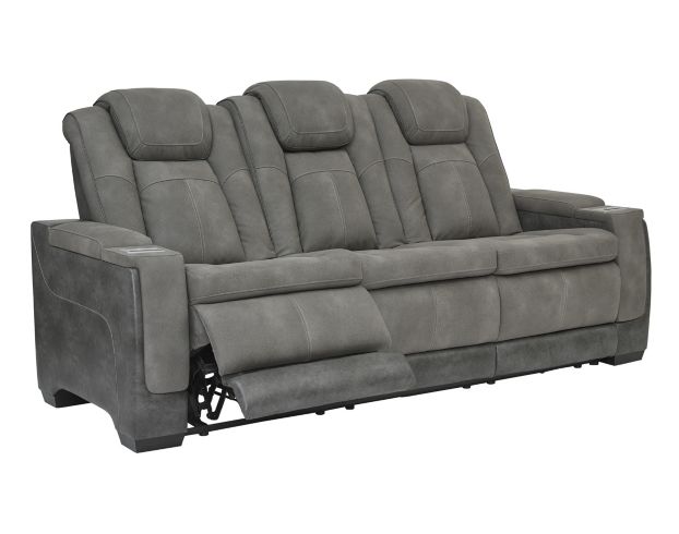 Ashley Next-Gen Gray Power Sofa with Drop Down Table large image number 3