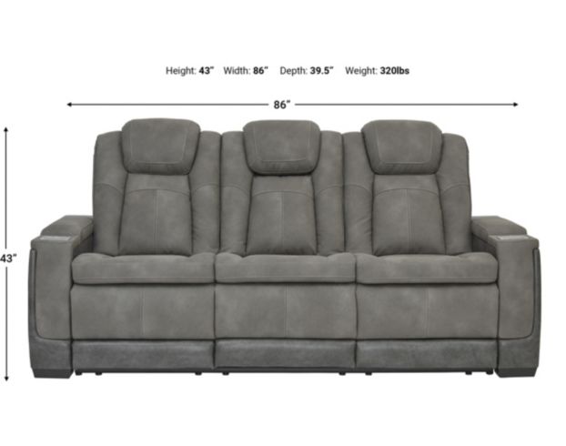 Ashley Next-Gen Gray Power Sofa with Drop Down Table large image number 8
