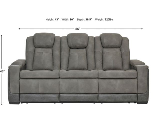 Ashley Next-Gen Gray Power Reclining Sofa with Drop Down Table large image number 8