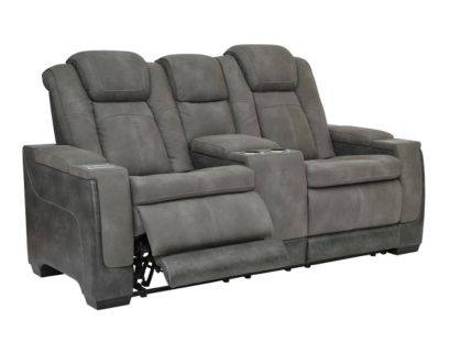 Ashley Next-Gen Gray Power Reclining Loveseat with Console