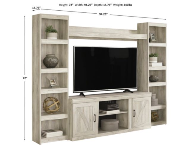 The Bellaby Whitewash 4 Pc. Entertainment Center 63 TV Stand available at  Rose Brothers Furniture serving Wilmington, Jacksonville NC and surrounding  areas.