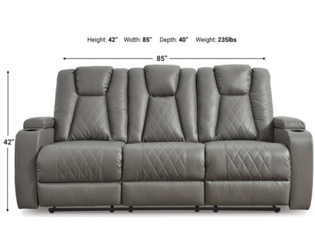 Ashley Mancin Gray Reclining Sofa with Drop Down Table large image number 8