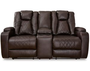 Ashley Mancin Brown Reclining Console Loveseat