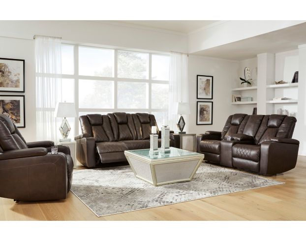 Ashley reclining best sale console loveseat