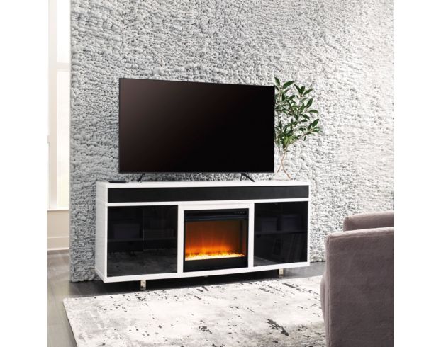 Ashley Gardoni White TV Stand w/ Fireplace large image number 4