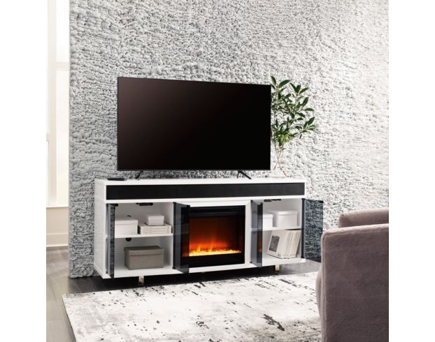 Ashley Gardoni White TV Stand w/ Fireplace large image number 5