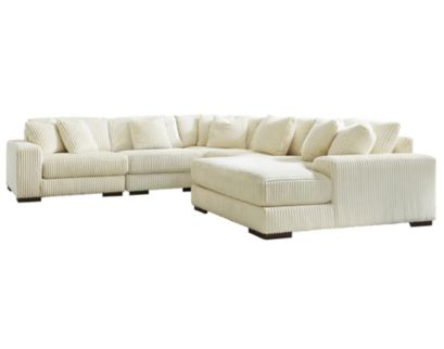 Ashley Lindyn Ivory 5-Piece Sectional with Right Chaise