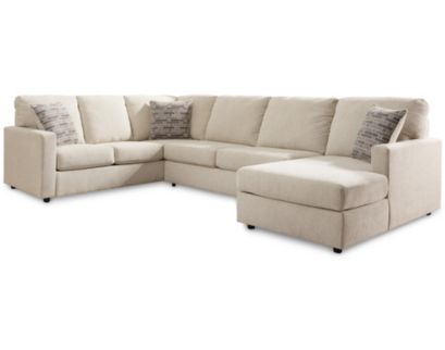 Ashley Edenfield Linen 3-Piece Sectional with Right Chaise