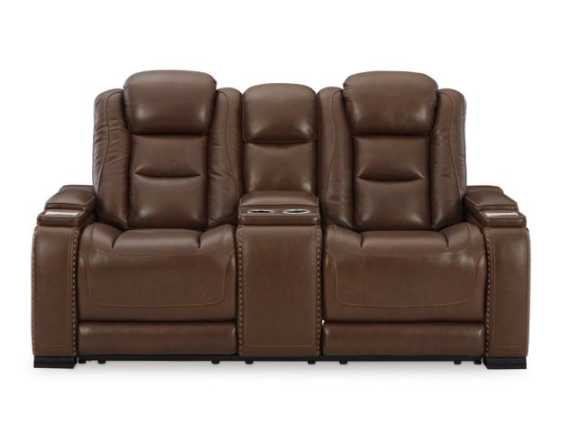 Ashley Man-Den Leather Power Recline Console Loveseat large image number 1