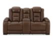 Ashley Man-Den Leather Power Recline Console Loveseat small image number 1