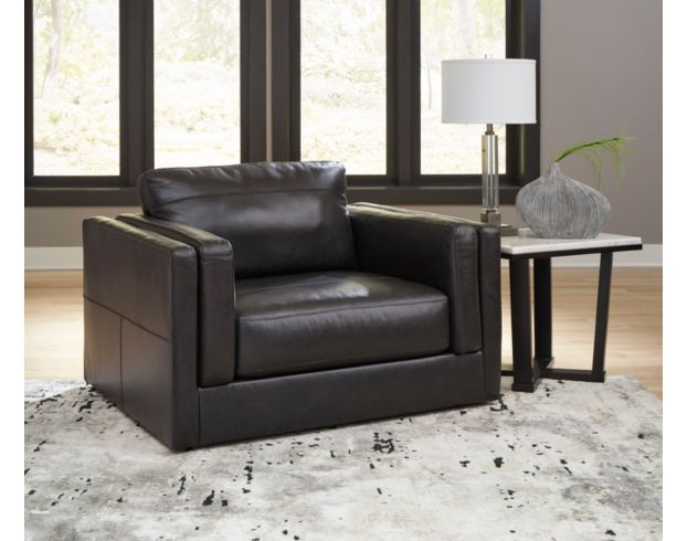 Black leather chair on sale and a half