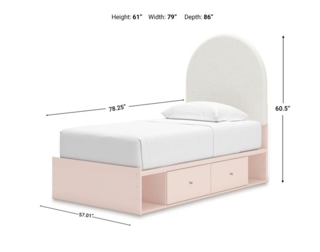 Ashley Wistenpine Blush 4-Drawer Twin Storage Bed