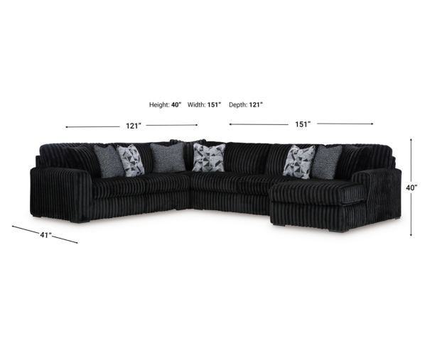 Ashley Midnight-Madness Onyx 4-Piece Sectional w/ RAF Chaise large image number 8