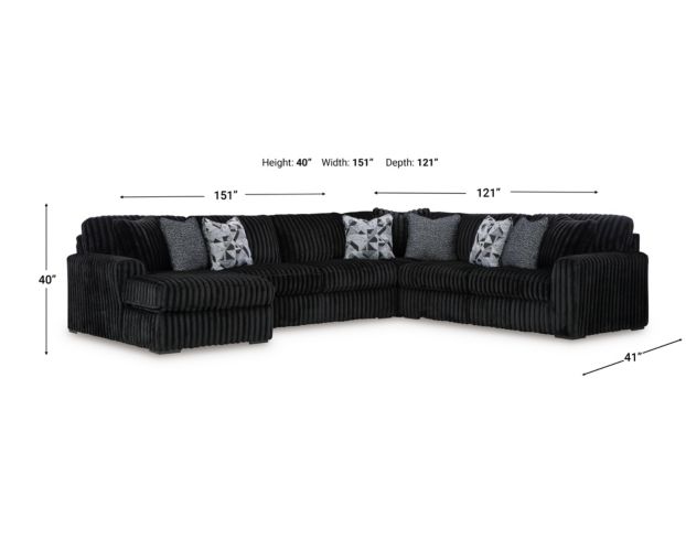 Ashley Midnight-Madness Onyx 4-Piece Sectional w/ LAF Chaise large image number 7