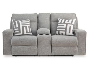 Ashley Biscoe Pewter Power Reclining Loveseat with Console