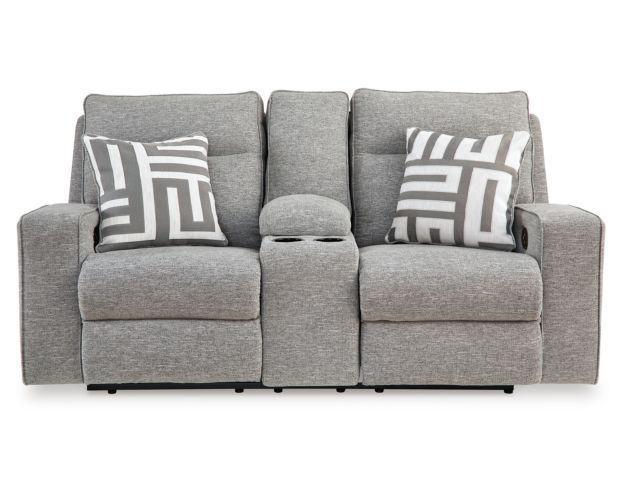 Ashley Biscoe Pewter Power Reclining Loveseat with Console large image number 1