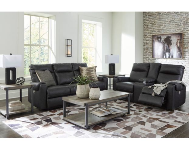 Ashley Axellton Carbon Power Reclining Loveseat with Console large image number 2