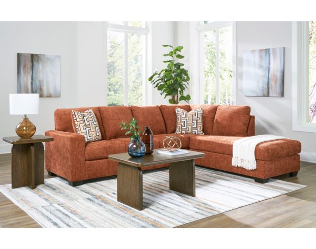 Ashley Aviemore Orange 2 Piece Sectional w/ RAF Chaise large image number 4