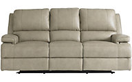 Bassett Furniture Parsons Flax Leather Power Headrest/Lumbar Sofa