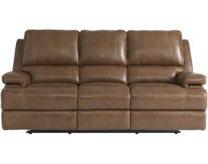 Bassett Furniture Parsons Umber Leather Power Headrest Sofa