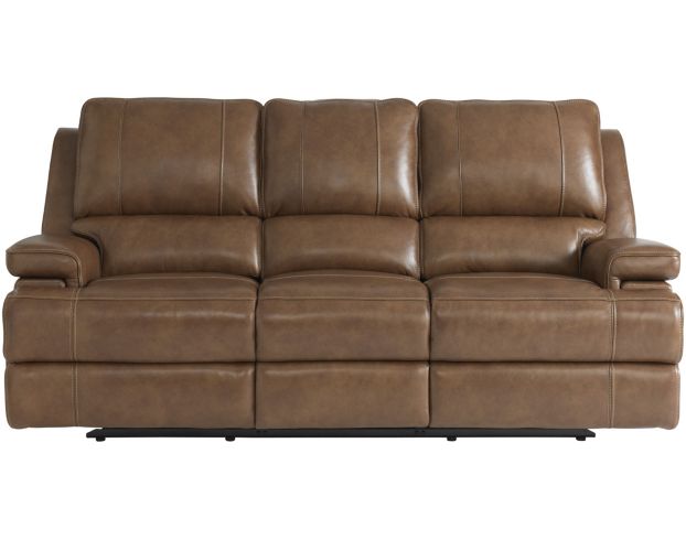 Bassett Furniture Parsons Umber Leather Power Headrest Sofa large image number 1