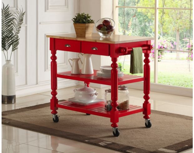 Bernards Furniture Group Llc Payson Red Kitchen Cart large image number 2