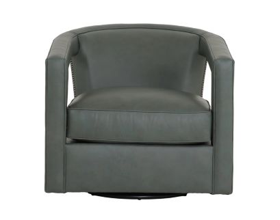 Bernhardt Alana Blue Genuine Leather Swivel Chair