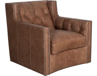 Bernhardt Candace Brown Genuine Leather Swivel Chair