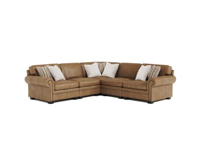 Bernhardt Grandview Brown Genuine Leather 5-Piece Sectional