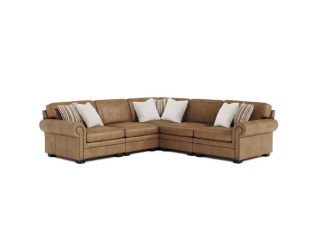 Bernhardt Grandview Brown Genuine Leather 5-Piece Sectional large image number 1